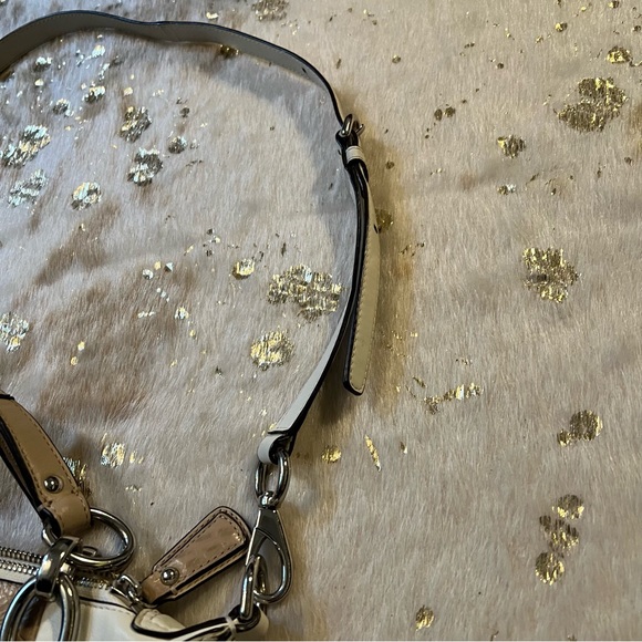 Coach Kristin Satchel Leather White & Tan Croc Embossed Crossbody Bag - Picture 6 of 14